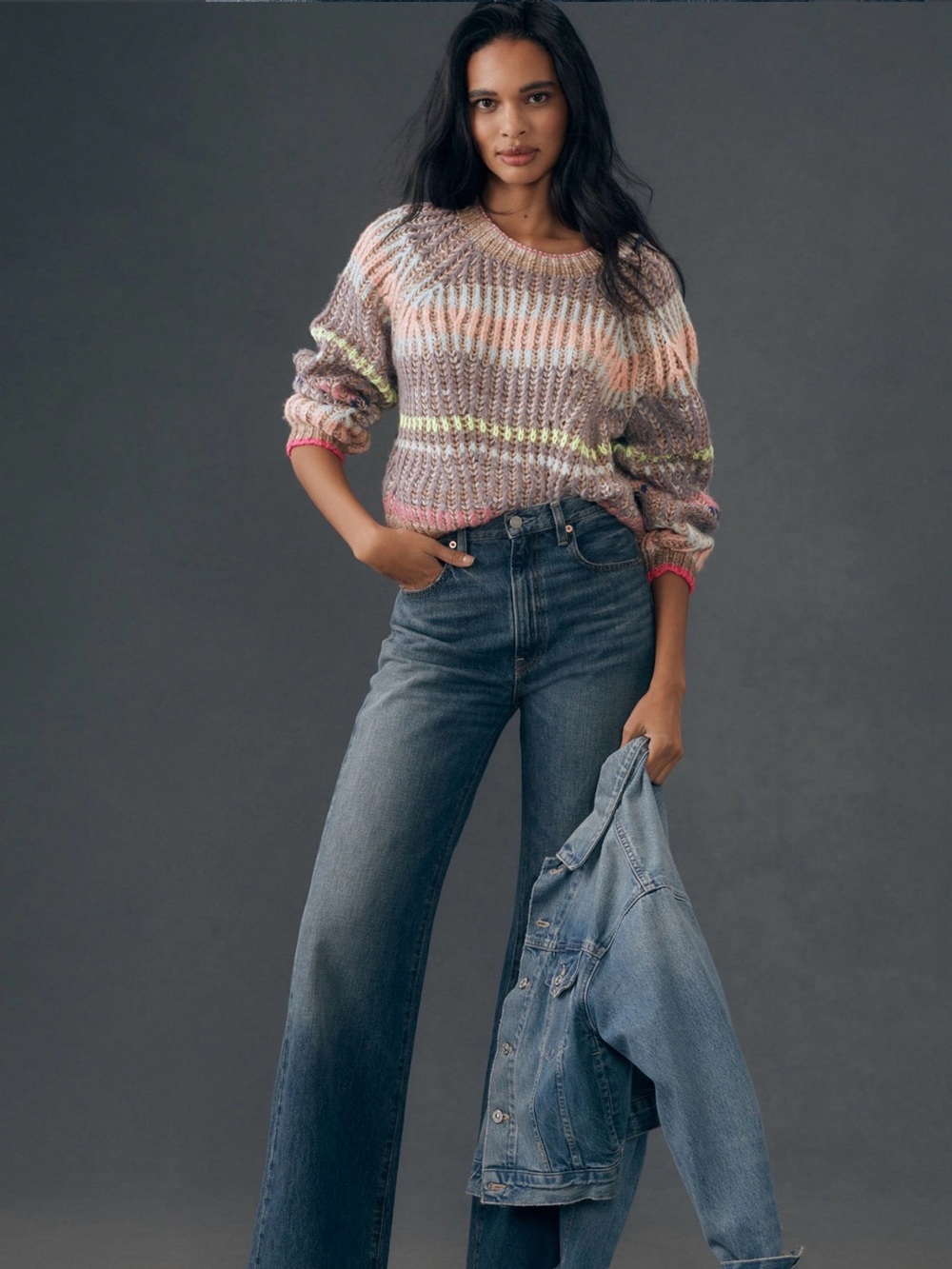 By Anthropologie Emma Chunky Knit Multicolour Jumper